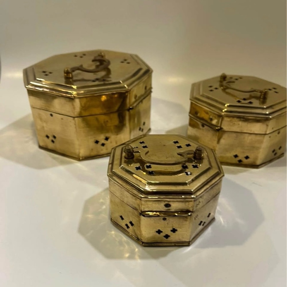 MCM Brass Hinged Cricket Boxes Nesting Boxes Vintage - Picture 4 of 6